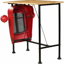 SUPERMARKET Table De Bar Bois De Manguier Massif Rouge Tracteur 60x150x107 Cm 10 SUPERMARKET Table De Bar Bois De Manguier Massif Rouge Tracteur 60x150x107 Cm -Table haute et bar Soldes 61304002 4