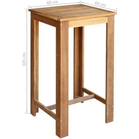 SUPERMARKET Table De Bar Bois D'Acacia Solide 60x60x105 Cm 6 SUPERMARKET Table De Bar Bois D'Acacia Solide 60x60x105 Cm – Image 4