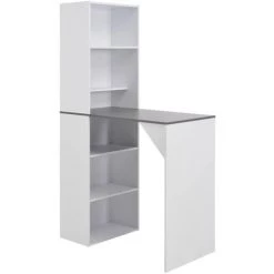 SUPERMARKET Table De Bar Avec Armoire 115x59x200 Cm Blanc Et Gris