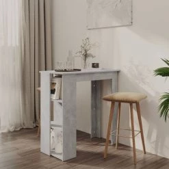 SUPERMARKET Table De Bar Avec étagère Aggloméré 102x50x103.5 Cm Gris Béton