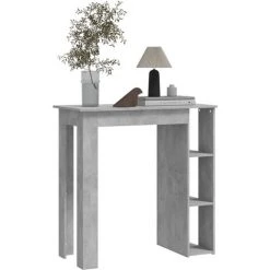 SUPERMARKET Table De Bar Avec étagère Aggloméré 102x50x103.5 Cm Gris Béton -Table haute et bar Soldes 61306099 3