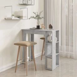 SUPERMARKET Table De Bar Avec étagère Aggloméré 102x50x103.5 Cm Gris Béton -Table haute et bar Soldes 61306099 4