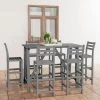 FIMEI Ensemble De Bar D'extérieur 7 Pcs Gris Bois D'acacia Massif -Table haute et bar Soldes 61380415 1