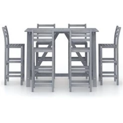 FIMEI Ensemble De Bar D'extérieur 7 Pcs Gris Bois D'acacia Massif 9 FIMEI Ensemble De Bar D'extérieur 7 Pcs Gris Bois D'acacia Massif -Table haute et bar Soldes 61380415 3