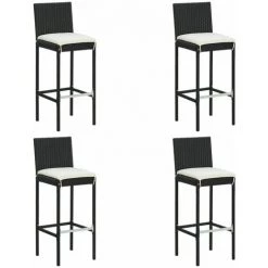 FIMEI Meuble De Bar De Jardin 5 Pcs Et Coussins Résine Tressée Noir 11 FIMEI Meuble De Bar De Jardin 5 Pcs Et Coussins Résine Tressée Noir -Table haute et bar Soldes 61382116 5
