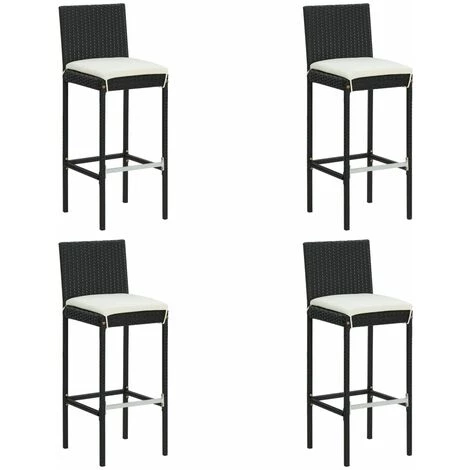 FIMEI Meuble De Bar De Jardin 5 Pcs Et Coussins Résine Tressée Noir 7 FIMEI Meuble De Bar De Jardin 5 Pcs Et Coussins Résine Tressée Noir – Image 5