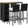 FIMEI Meuble De Bar De Jardin 5 Pcs Et Coussins Résine Tressée Noir 2 FIMEI Meuble De Bar De Jardin 5 Pcs Et Coussins Résine Tressée Noir -Table haute et bar Soldes 61382118 1