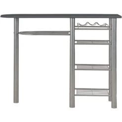 FIMEI Ensemble De Bar Avec étagères 3 Pcs Bois Et Acier Noir -Table haute et bar Soldes 61382298 3