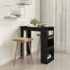 FIMEI Table De Bar Avec Rangement Noir 102x50x103,5 Cm Aggloméré -Table haute et bar Soldes 61382415 1