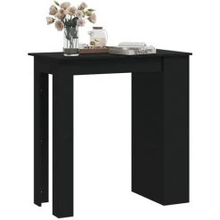 FIMEI Table De Bar Avec Rangement Noir 102x50x103,5 Cm Aggloméré -Table haute et bar Soldes 61382415 3