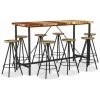 FIMEI Ensemble De Bar 9 Pcs Bois De Récupération Massif -Table haute et bar Soldes 61383635 1