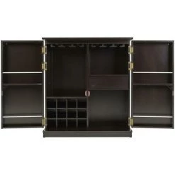 VENTE-UNIQUE.COM Meuble De Bar GORDON - Hévéa & MDF - Coloris Wengé - Naturel Foncé 11 VENTE-UNIQUE.COM Meuble De Bar GORDON - Hévéa & MDF - Coloris Wengé - Naturel Foncé -Table haute et bar Soldes 61982474 5