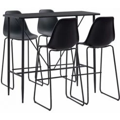 NOVA Bar De Table Ensemble Avec Des Tabourets Avec Des Pas En Plastique Différentes Couleurs Ensemble De Bar 5 Pcs Plastique Noir -Table haute et bar Soldes 62144112 5
