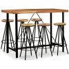 NOVA Ensemble De Table De Bar Avec Acacia Solide Et Selles De Récupération En Bois Divers Pièces Ensemble De Bar 7 Pcs Bois D'acacia Massif Et De Récupération