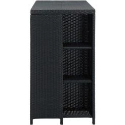 SUPERMARKET Table De Bar Avec Rangement Noir 120x60x110 Cm Résine Tressée SUHB-313476 -Table haute et bar Soldes 63656970 3