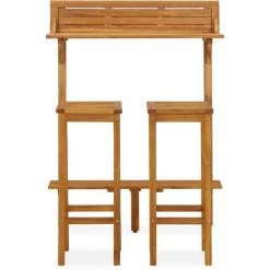 SUPERMARKET Ensemble De Bar De Balcon 3 Pcs Bois D'acacia Solide -Table haute et bar Soldes 63657560 3
