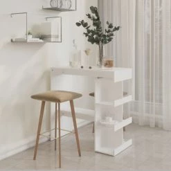 SUPERMARKET Table De Bar étagère De Rangement Blanc 100x50x101,5 Cm -Table haute et bar Soldes 63672860 3