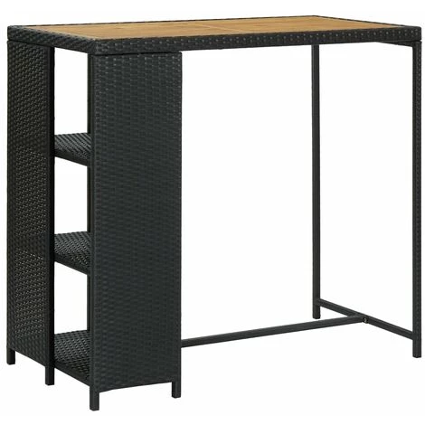 SUPERMARKET Table De Bar Avec Rangement Noir 120x60x110 Cm Résine Tressée SUHB-313478 3 SUPERMARKET Table De Bar Avec Rangement Noir 120x60x110 Cm Résine Tressée SUHB-313478