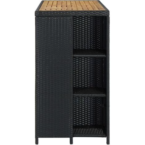 SUPERMARKET Table De Bar Avec Rangement Noir 120x60x110 Cm Résine Tressée SUHB-313478 5 SUPERMARKET Table De Bar Avec Rangement Noir 120x60x110 Cm Résine Tressée SUHB-313478 – Image 3