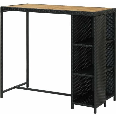 SUPERMARKET Table De Bar Avec Rangement Noir 120x60x110 Cm Résine Tressée SUHB-313478 6 SUPERMARKET Table De Bar Avec Rangement Noir 120x60x110 Cm Résine Tressée SUHB-313478 – Image 4