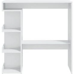 SUPERMARKET Table De Bar étagère De Rangement Blanc Brillant 100x50x101,5cm -Table haute et bar Soldes 63675759 5