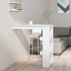 VidaXL Table De Bar Murale Blanc 102x45x103,5 Cm Bois D'ingénierie - Blanc