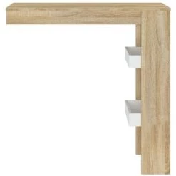 VidaXL Table De Bar Murale Blanc Et Chêne Sonoma 102x45x103,5 Cm Bois - Beige -Table haute et bar Soldes 63954133 3