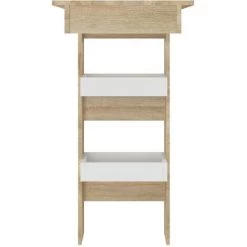 VidaXL Table De Bar Murale Blanc Et Chêne Sonoma 102x45x103,5 Cm Bois - Beige -Table haute et bar Soldes 63954133 4