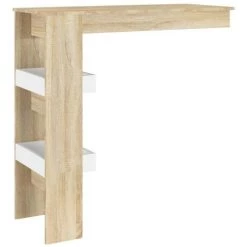 VidaXL Table De Bar Murale Blanc Et Chêne Sonoma 102x45x103,5 Cm Bois - Beige -Table haute et bar Soldes 63954133 5