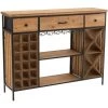 LES TENDANCES Comptoir De Bar 3 Tiroirs Bois Clair Pieds Métal Cora L 121 Cm -Table haute et bar Soldes 64041594 1