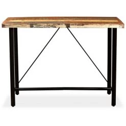 FUHUIDATRADING Ensemble De Bar 7 Pcs Bois Massif Recyclé Et Cuir Véritable 9 FUHUIDATRADING Ensemble De Bar 7 Pcs Bois Massif Recyclé Et Cuir Véritable -Table haute et bar Soldes 64520051 3