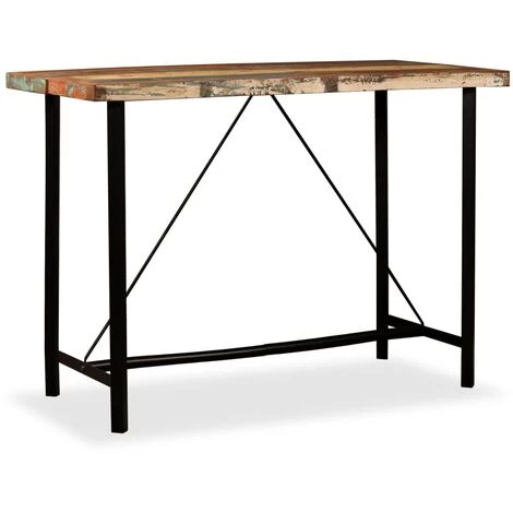 FUHUIDATRADING Ensemble De Bar 7 Pcs Bois Massif Recyclé Et Cuir Véritable 6 FUHUIDATRADING Ensemble De Bar 7 Pcs Bois Massif Recyclé Et Cuir Véritable â Image 4