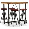 FUHUIDATRADING Ensemble De Bar 5 Pcs Bois Massif Recyclé Et Cuir Véritable 2 FUHUIDATRADING Ensemble De Bar 5 Pcs Bois Massif Recyclé Et Cuir Véritable -Table haute et bar Soldes 64520296 1