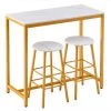 TALKEACH 100*45*92 Cm Table De Bar Simple En Marbre PVC Tabouret De Bar Rond Peinture Dorée (une Table Et Deux Tabourets) Blanc 2 TALKEACH 100*45*92 Cm Table De Bar Simple En Marbre PVC Tabouret De Bar Rond Peinture Dorée (une Table Et Deux Tabourets) Blanc -Table haute et bar Soldes 64685746 1