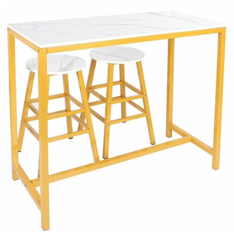 ONEVAN Table De Bar Stylisée Avec 2 Tabourets Ensemble De Meubles Modernes Simples Pour Cuisine Salle De Jeux Salon 4 ONEVAN Table De Bar Stylisée Avec 2 Tabourets Ensemble De Meubles Modernes Simples Pour Cuisine Salle De Jeux Salon – Image 2