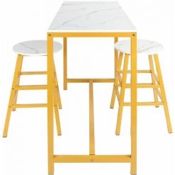 ONEVAN Table De Bar Stylisée Avec 2 Tabourets Ensemble De Meubles Modernes Simples Pour Cuisine Salle De Jeux Salon 8 ONEVAN Table De Bar Stylisée Avec 2 Tabourets Ensemble De Meubles Modernes Simples Pour Cuisine Salle De Jeux Salon -Table haute et bar Soldes 64902116 3