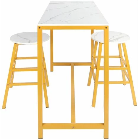 ONEVAN Table De Bar Stylisée Avec 2 Tabourets Ensemble De Meubles Modernes Simples Pour Cuisine Salle De Jeux Salon 5 ONEVAN Table De Bar Stylisée Avec 2 Tabourets Ensemble De Meubles Modernes Simples Pour Cuisine Salle De Jeux Salon – Image 3