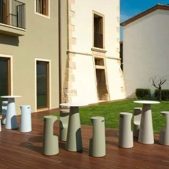 PLUST Table D'appoint Haute Ronde Pour Tabourets De Bar Diamètre 60cm Design Moderne Fura T1-H | Couleur: Vert Foncé - Couleur De La Table: Noir -Table haute et bar Soldes 65878034 4