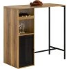 SoBuy FWT97-PF Table De Bar, Table Haute, Table à Manger, Table Pour Cuisine, Salle à Manger, Salon Avec Supports Pour Verres Et Bouteilles, Étagère Et 2 Compartiments -Table haute et bar Soldes 65894134 1