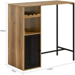 SoBuy FWT97-PF Table De Bar, Table Haute, Table à Manger, Table Pour Cuisine, Salle à Manger, Salon Avec Supports Pour Verres Et Bouteilles, Étagère Et 2 Compartiments -Table haute et bar Soldes 65894134 3