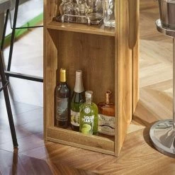 SoBuy FWT97-PF Table De Bar, Table Haute, Table à Manger, Table Pour Cuisine, Salle à Manger, Salon Avec Supports Pour Verres Et Bouteilles, Étagère Et 2 Compartiments -Table haute et bar Soldes 65894134 4