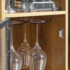 SoBuy FWT97-PF Table De Bar, Table Haute, Table à Manger, Table Pour Cuisine, Salle à Manger, Salon Avec Supports Pour Verres Et Bouteilles, Étagère Et 2 Compartiments -Table haute et bar Soldes 65894134 5