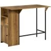 SoBuy FWT98-PF Table De Bar, Table Haute De Bar, Table De Cuisine, Table à Manger, Mange-Debout Pour Cuisine, Salle à Manger, Salon Avec 1 Plateau Rabattable, 2 Etagères Et 1 Porte