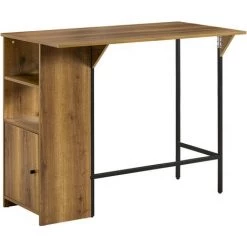 SoBuy FWT98-PF Table De Bar, Table Haute De Bar, Table De Cuisine, Table à Manger, Mange-Debout Pour Cuisine, Salle à Manger, Salon Avec 1 Plateau Rabattable, 2 Etagères Et 1 Porte