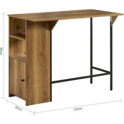 SoBuy FWT98-PF Table De Bar, Table Haute De Bar, Table De Cuisine, Table à Manger, Mange-Debout Pour Cuisine, Salle à Manger, Salon Avec 1 Plateau Rabattable, 2 Etagères Et 1 Porte -Table haute et bar Soldes 65894135 3