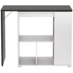 VENTE-UNIQUE.COM Ensemble "Mange Debout" : Meuble De Bar SATURNE + 2 Tabourets De Bar CALAS - Blanc Et Béton - Gris, Blanc -Table haute et bar Soldes 65946902 4