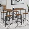 IDMARKET Table Haute De Bar DAYTON Et 6 Tabourets Effet Vieilli Design Industriel -Table haute et bar Soldes 66890078 1