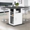 IDMARKET Ilot Central UGO 110 Cm Plateau Bois Gris Et Blanc Avec Rangements -Table haute et bar Soldes 66978819 1