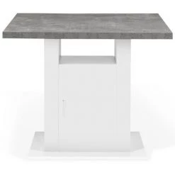 IDMARKET Ilot Central UGO 110 Cm Plateau Effet Béton Et Blanc Avec Rangements 11 IDMARKET Ilot Central UGO 110 Cm Plateau Effet Béton Et Blanc Avec Rangements -Table haute et bar Soldes 66978823 5