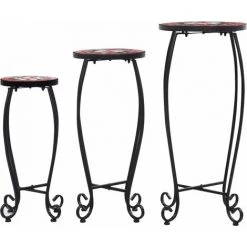 DOC&ET² Tables Mosaïque 3 Pcs Terre Cuite Et Blanc Céramique - Brun